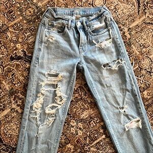 American Eagle Outfitters Light Blue Distressed Boyfriend Jeans